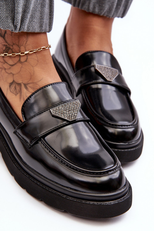 jalatsid Mokassiinid laiade nööridega mustad Venla