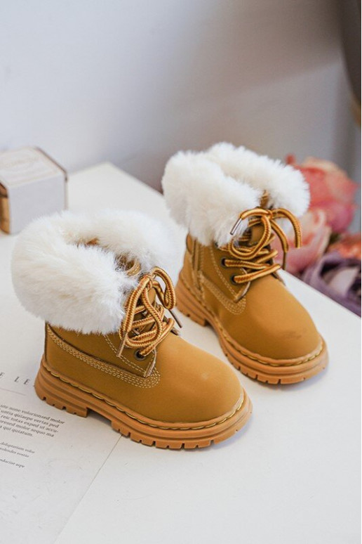 Laste jalanõud tõmblukuga karusnahaga pruunid värvi Gerande