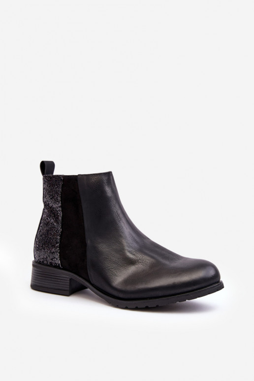 Naiste poolsaapad laiade nööridega litritega mustad Messio Naiste poolsaapad laiade nööridega litritega mustad Messio