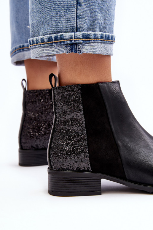 Naiste poolsaapad laiade nööridega litritega mustad Messio Naiste poolsaapad laiade nööridega litritega mustad Messio