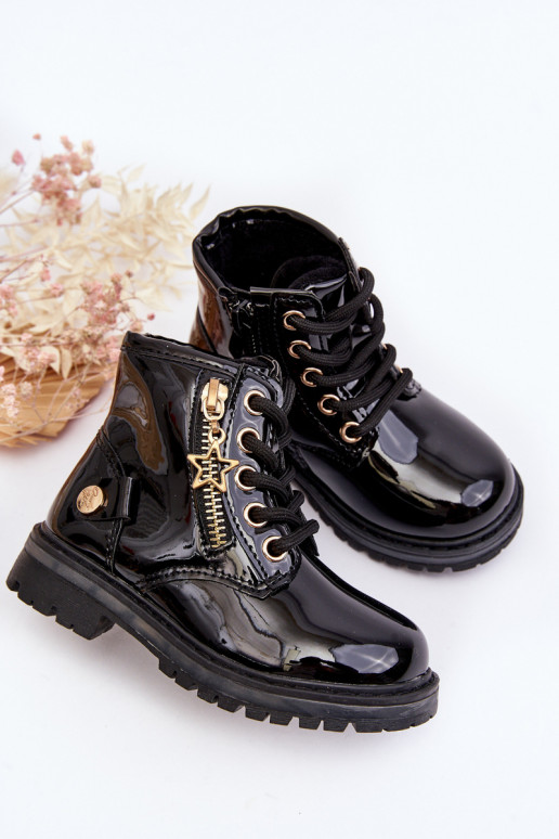 Naiste poolsaapad Laste Laque tõmblukuga voodriga mustad Felori Naiste poolsaapad Laste Laque tõmblukuga voodriga mustad Felori