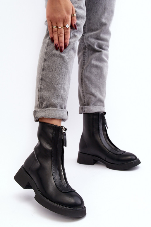 Musta värvi Elkasa lukuga laia kontsaga saapad Musta värvi Elkasa lukuga laia kontsaga saapad