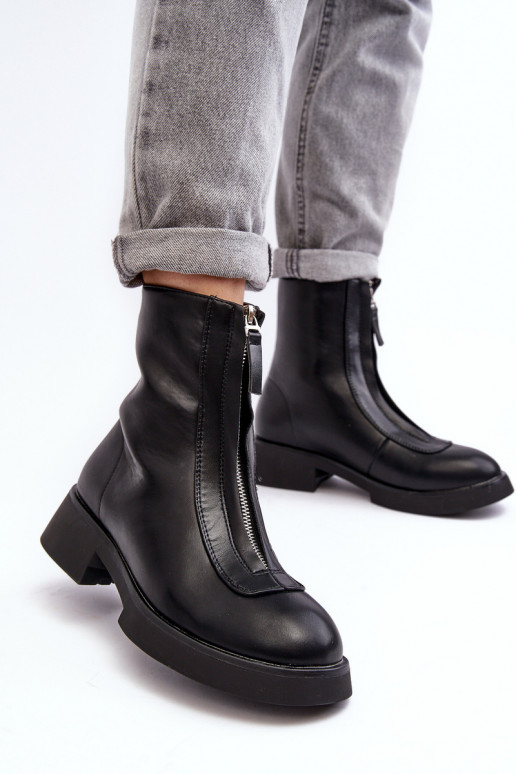 Musta värvi Elkasa lukuga laia kontsaga saapad Musta värvi Elkasa lukuga laia kontsaga saapad