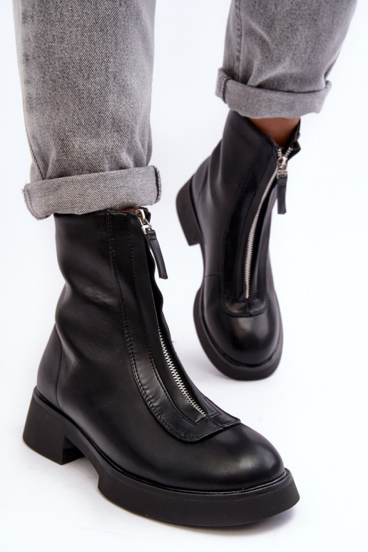 Musta värvi Elkasa lukuga laia kontsaga saapad Musta värvi Elkasa lukuga laia kontsaga saapad