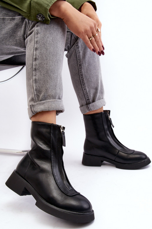 Musta värvi Elkasa lukuga laia kontsaga saapad Musta värvi Elkasa lukuga laia kontsaga saapad