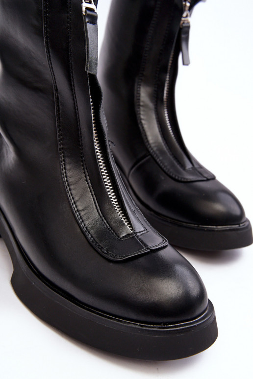 Musta värvi Elkasa lukuga laia kontsaga saapad Musta värvi Elkasa lukuga laia kontsaga saapad