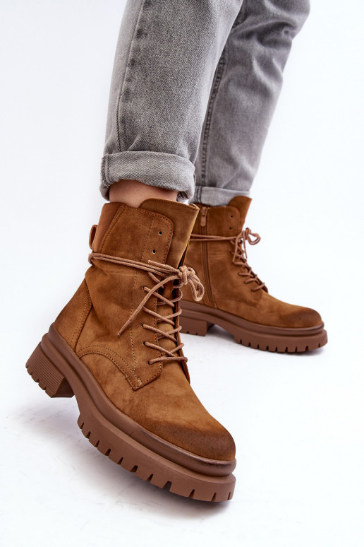 Pruuni värvi Narelona massiivse tallaga naiste saapad Pruuni värvi Narelona massiivse tallaga naiste saapad