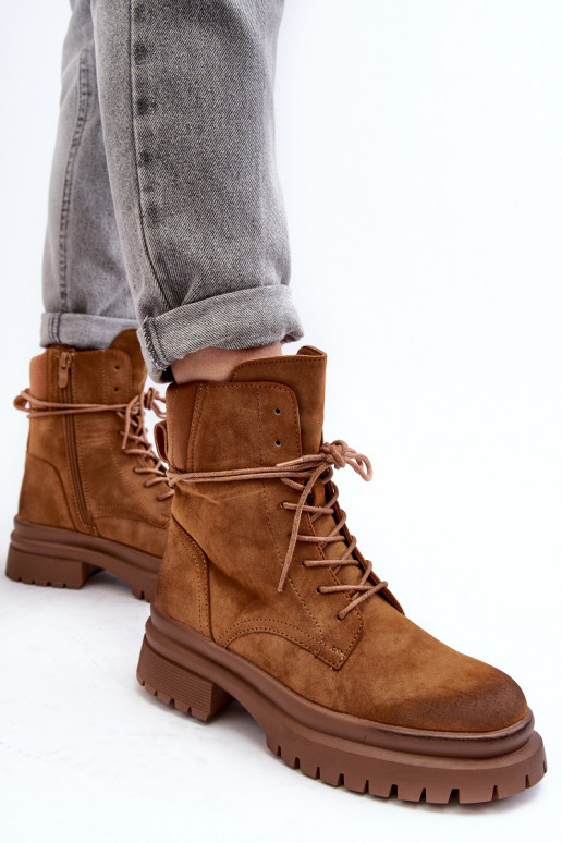 Pruuni värvi Narelona massiivse tallaga naiste saapad Pruuni värvi Narelona massiivse tallaga naiste saapad