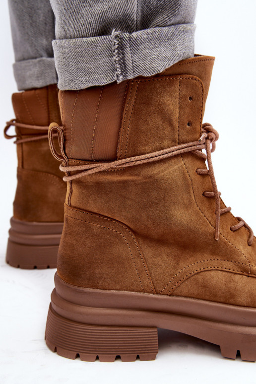 Pruuni värvi Narelona massiivse tallaga naiste saapad Pruuni värvi Narelona massiivse tallaga naiste saapad