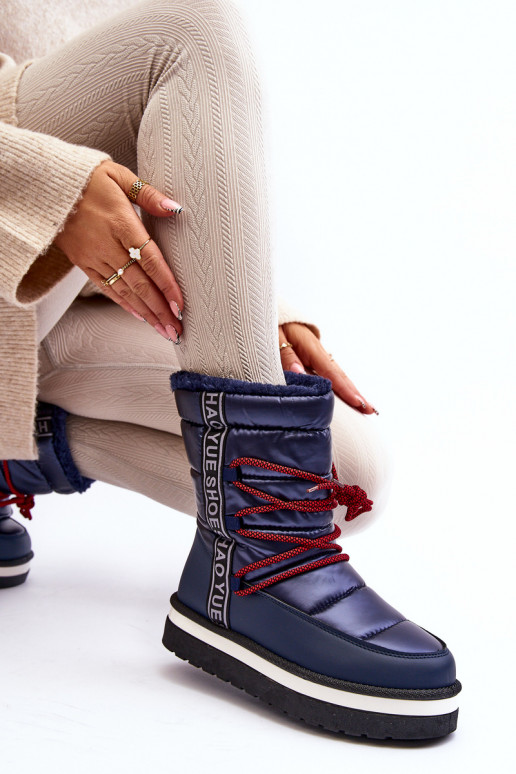 nööpidega lumesaapad saapad koos stiilsete detailidega tumesinist värvi Lilara