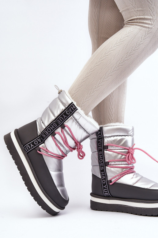 nööpidega lumesaapad saapad koos stiilsete detailidega Hõbedat värvi Lilara