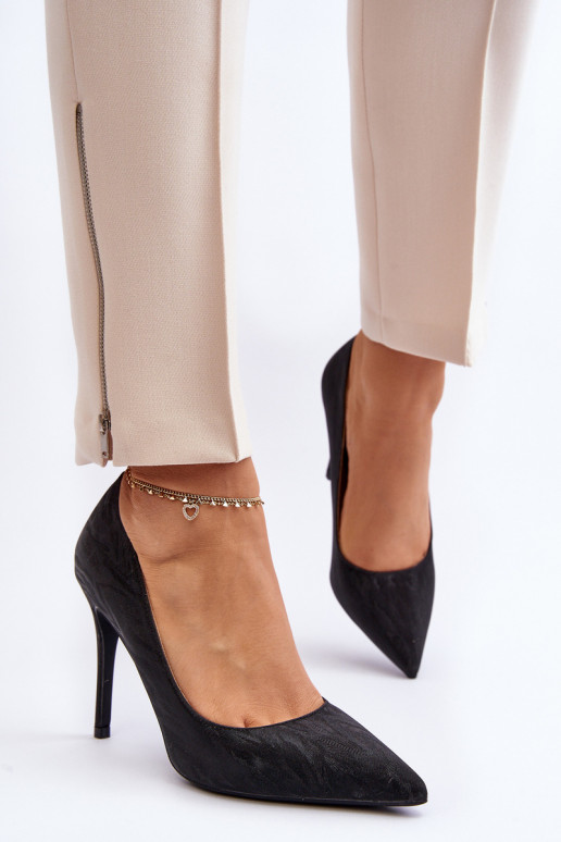 kõrge kontsaga Kaunistustega Läikivadem mustad Klonisa