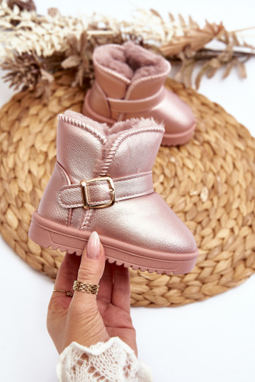 Laste jalanõud Eko   nööpidega lumesaapad rihmadega Tumeroosad värvi Orinor 2