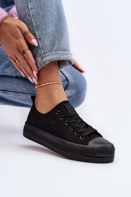 Nööritavad riidest jalatsid mustad Staneva