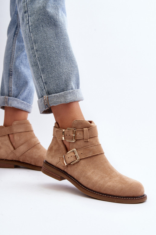 Naiste poolsaapad laiade nööridega Triipudega beeži värvi Melviana