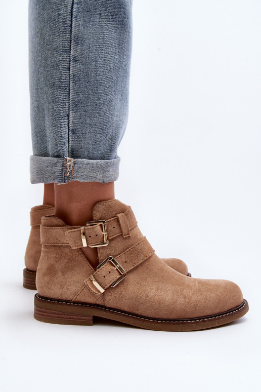 Naiste poolsaapad laiade nööridega Triipudega beeži värvi Melviana