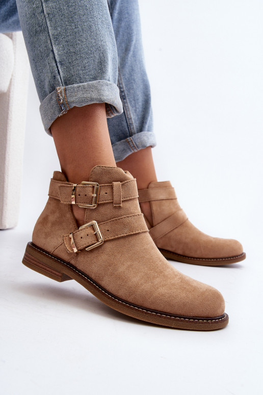 Naiste poolsaapad laiade nööridega Triipudega beeži värvi Melviana