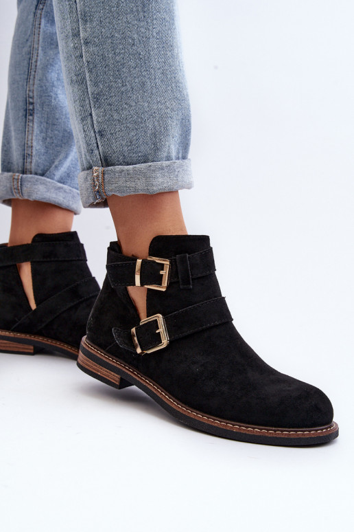 Naiste poolsaapad laiade nööridega Triipudega mustad Melviana