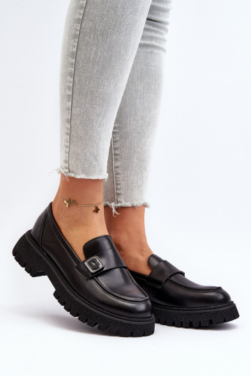 naiste mokassiinid rihmadega mustad Flanila 2