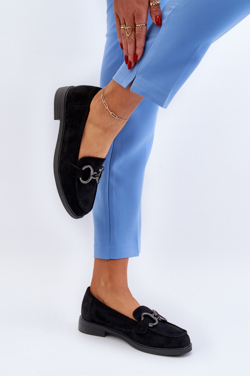 Elegantne mokassinid kaunistustega mustad Echonesa