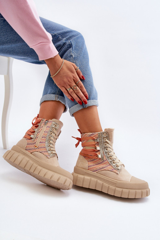 naiste saapad platvormiga beeži värvi Kernia naiste saapad platvormiga beeži värvi Kernia