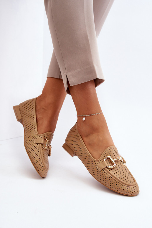 naiste mokassiinid laiade nööridega kaunistustega pruunid värvi Iluvana