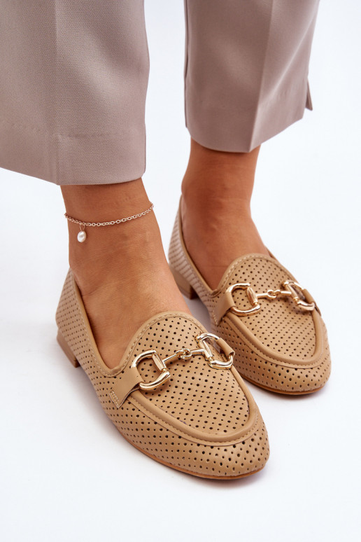 naiste mokassiinid laiade nööridega kaunistustega pruunid värvi Iluvana