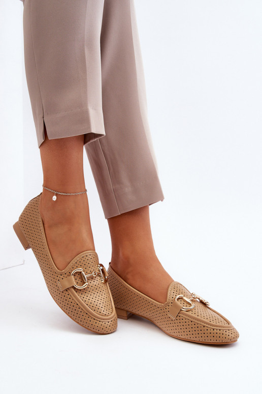 naiste mokassiinid laiade nööridega kaunistustega pruunid värvi Iluvana