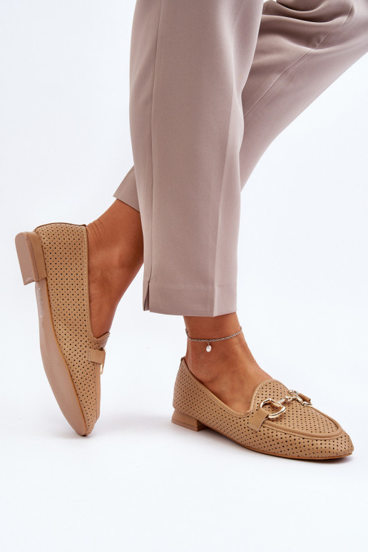 naiste mokassiinid laiade nööridega kaunistustega pruunid värvi Iluvana