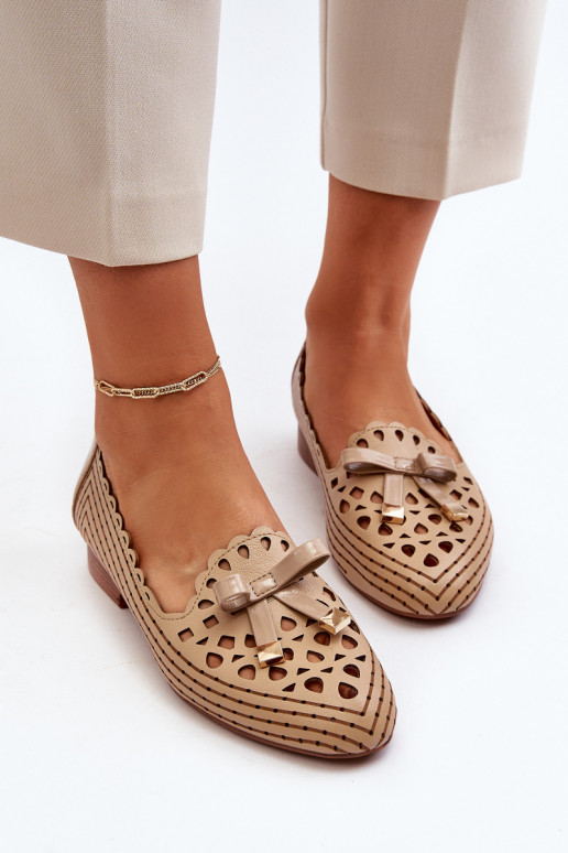 Ažuursed baleriinad   lipsukesega beeži värvi Nestavia Ažuursed baleriinad   lipsukesega beeži värvi Nestavia