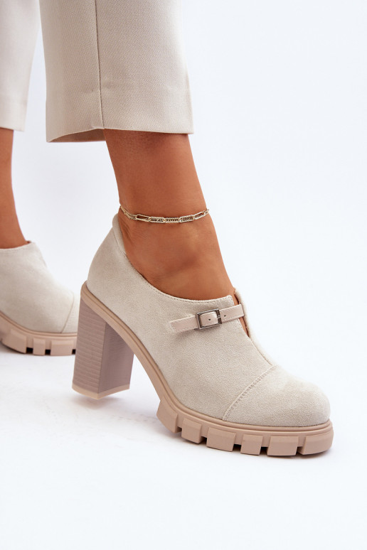 jalatsid kõrge jämeda kontsaga  Elevandiluu värvi Tauina jalatsid kõrge jämeda kontsaga  Elevandiluu värvi Tauina