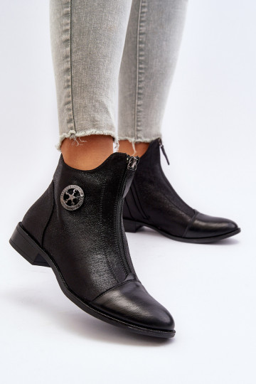 Naiste poolsaapad laiade nööridega tõmblukuga mustad Loratie 2