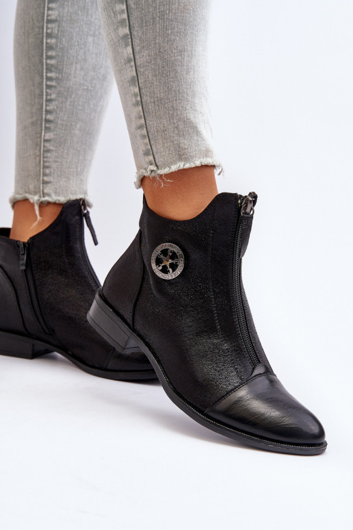 Naiste poolsaapad laiade nööridega tõmblukuga mustad Loratie Naiste poolsaapad laiade nööridega tõmblukuga mustad Loratie