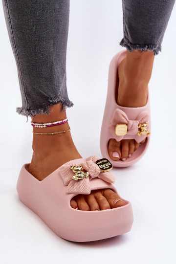 Kerged rannaplätud naiste plätud lipsukesega Tumeroosad värvi Salessa 2