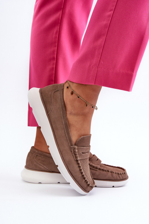 Seemisnahast mokassiinid platvormiga Sergio Leone SP012 pruunid värvi