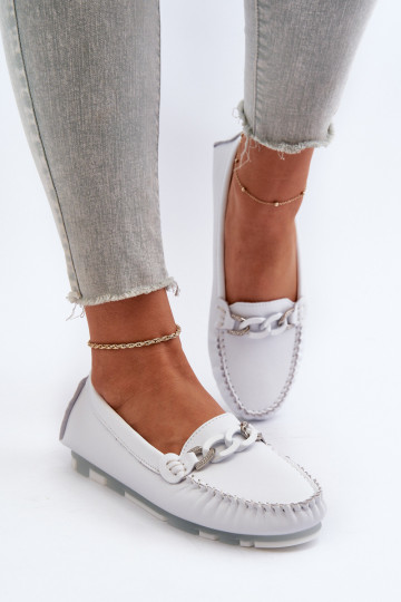 naiste mokassiinid kaunistustega valget värvi S.Barski LR339