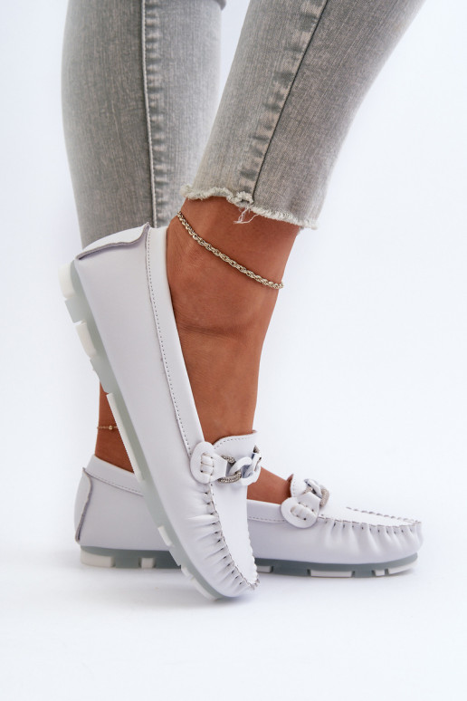 naiste mokassiinid kaunistustega valget värvi S.Barski LR339