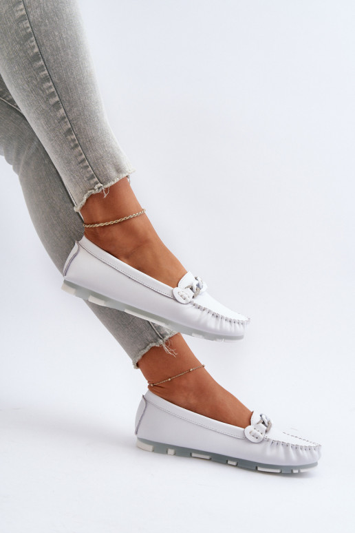 naiste mokassiinid kaunistustega valget värvi S.Barski LR339