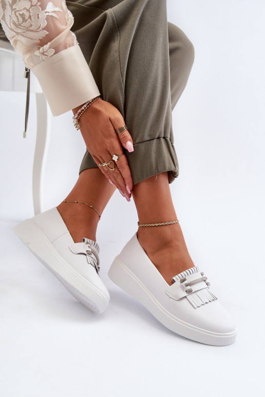 naiste mokassiinid   platvormiga valget värvi S.Barski LR590