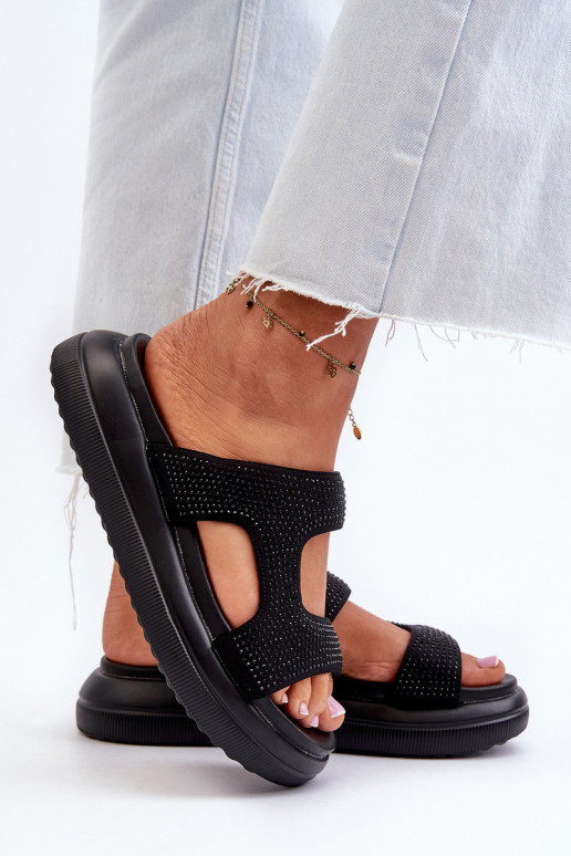 Kaunistustega naiste plätud platvormiga mustad Jestella Kaunistustega naiste plätud platvormiga mustad Jestella