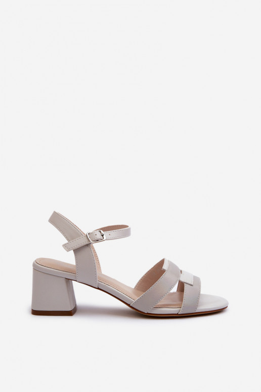 Naistesandaalid kõrge jämeda kontsaga eko-nahast Sergio Leone SK894 Halli värvi