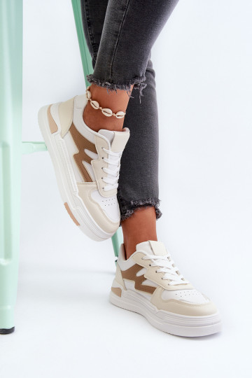 Sneakers tüüpi jalanõud   platvormiga eko-nahast beeži värvi Lynnette 2