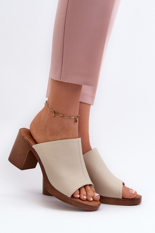 Elegantsed  naiste plätud kõrge jämeda kontsaga beeži värvi Varnila