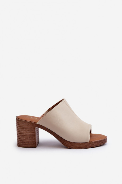 Elegantsed  naiste plätud kõrge jämeda kontsaga beeži värvi Varnila