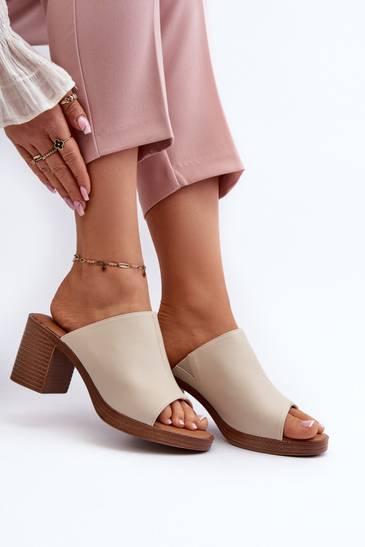 Elegantsed  naiste plätud kõrge jämeda kontsaga beeži värvi Varnila