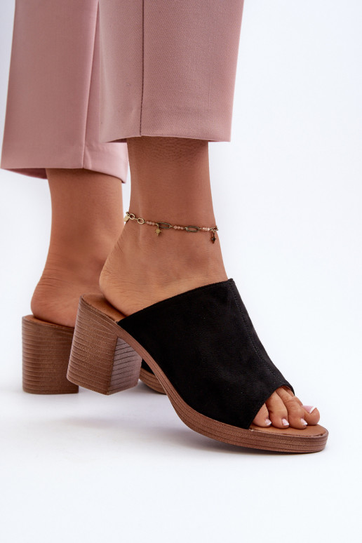 Elegantsed  naiste plätud kõrge jämeda kontsaga mustad Varnila