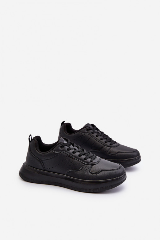 Sneakers tüüpi jalanõud  platvormiga eko-nahast mustad Uziran