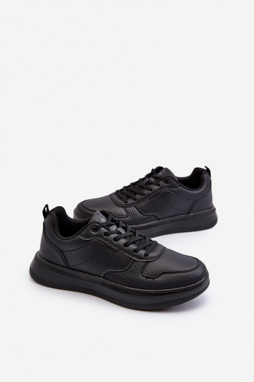 Sneakers tüüpi jalanõud  platvormiga eko-nahast mustad Uziran