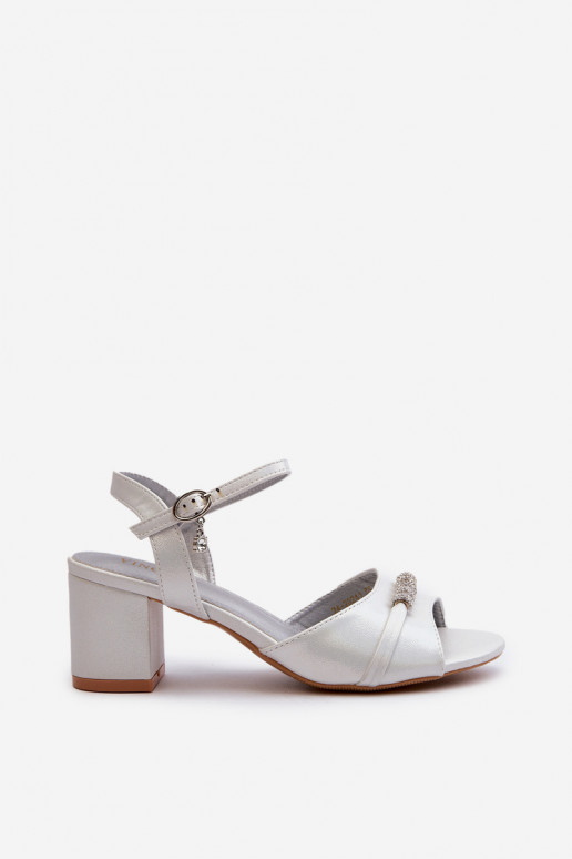 Naistesandaalid Eko   kõrge jämeda kontsaga  Hõbedat värvi Narhi