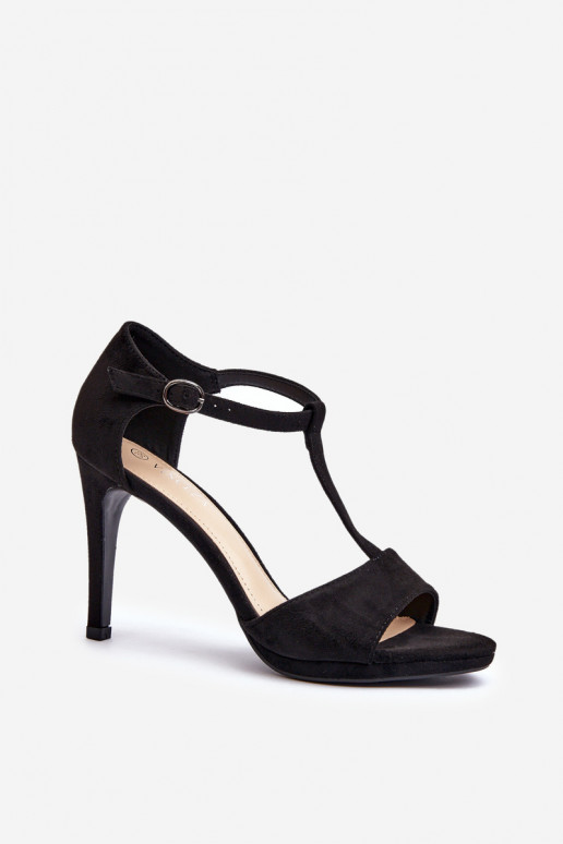 Naiste kõrge kontsaga sandaalid Eco Suede, must Obdaria